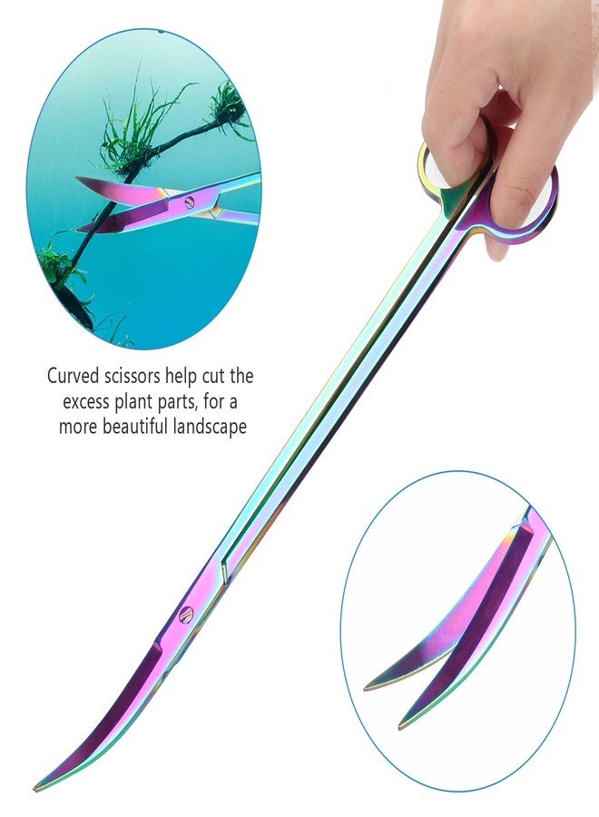 Liveek Aquarium Aquascape Tools Kit 15 in, 4in1 Anti-Rust Aquatic Plant Aquascaping Tool Stainless Steel Silver Tweezer Scissors Spatula for Aquarium Tank Clean (15in, Colorful) - Image 5